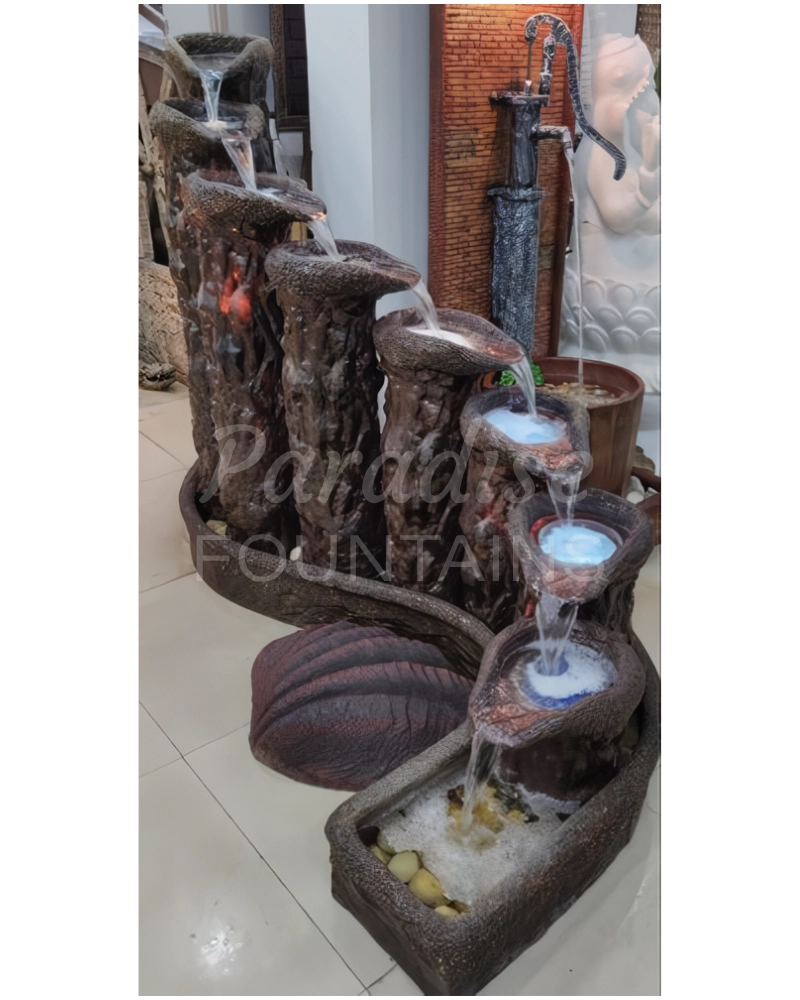 Copper Spiral Cascading Water Fountain Indoor Outdoor Sculpture