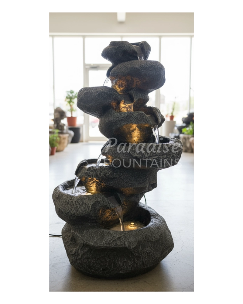 Stacked Rock Cascade Waterfall