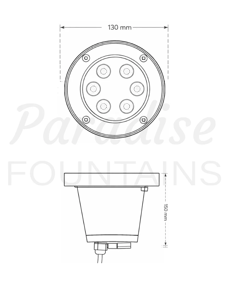 LED stand mount light 18W technical drawing